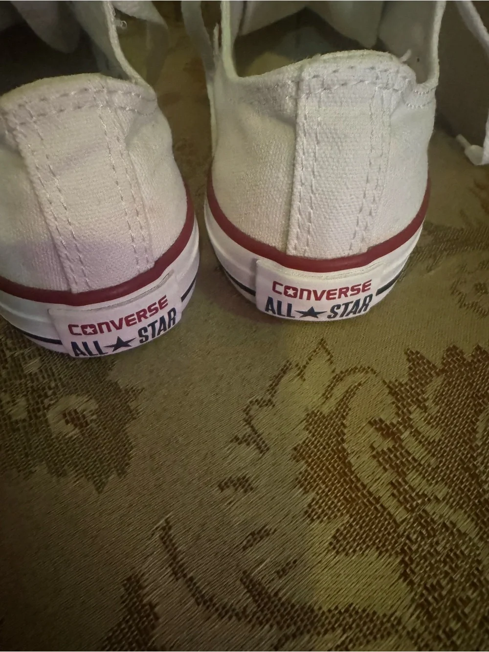 Converse White Canvas Low Top Sneakers with Red Trim